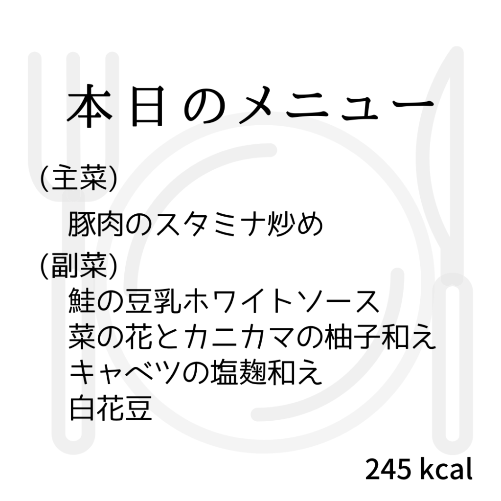 本日のメニューまとめday12