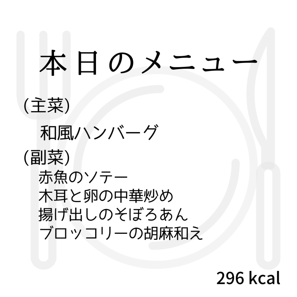 本日のメニューまとめday24