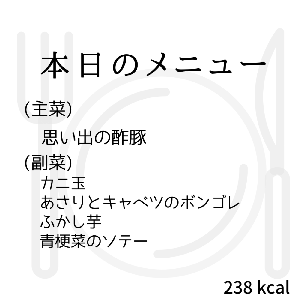 本日のメニューまとめday22